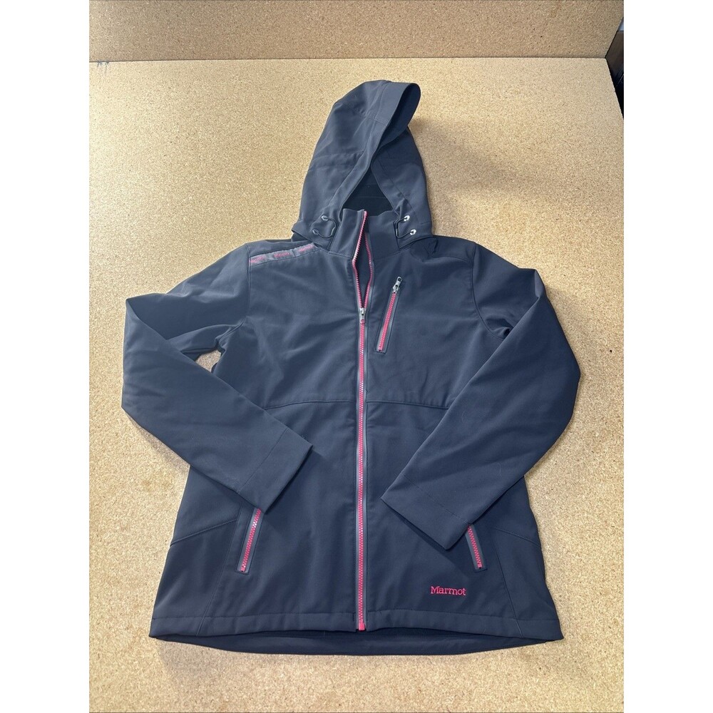 Womens Marmot Softshell  Hooded Jacket Black Large Ski Snow B3